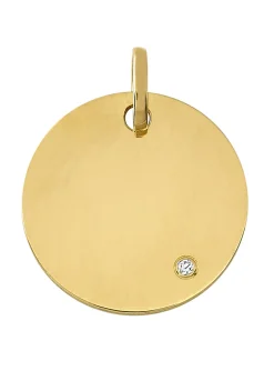 Pendentif médaille ronde 18 carats diamant 16 mm