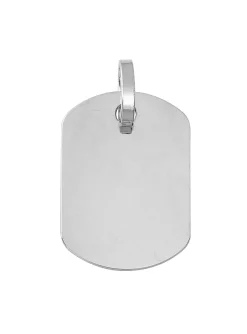 Pendentif plaque GI bords arrondis or blanc 750/1000