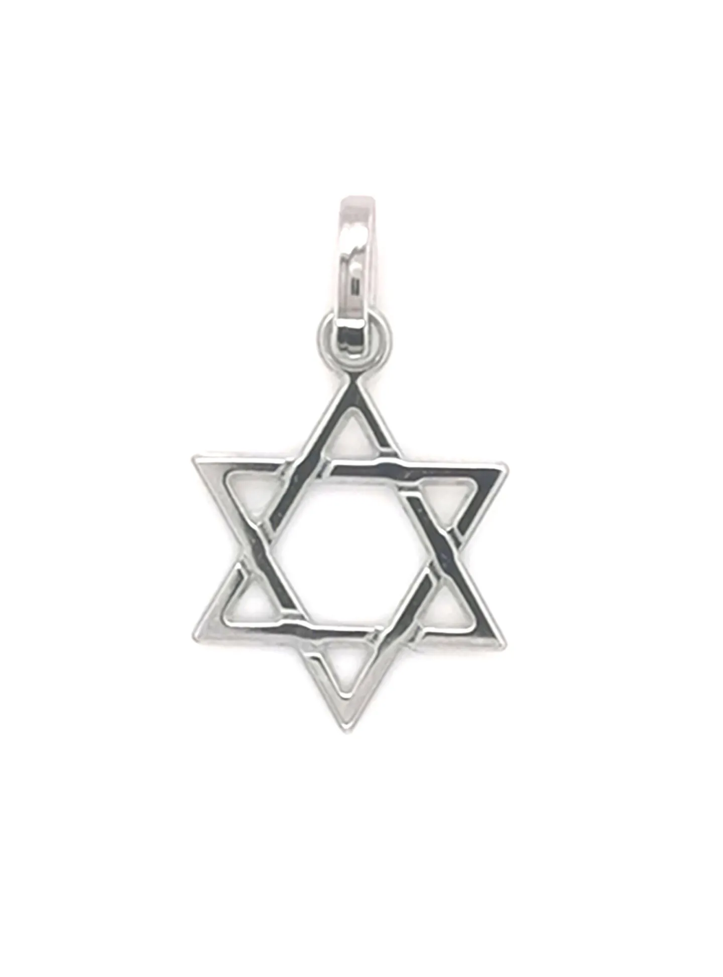 Pendentif étoile de David or blanc 18 carats