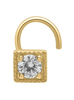 Piercing de nez carré or jaune 18 carats oxyde