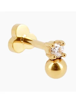 Piercing Zag Bijoux Bristol acier doré zirconium