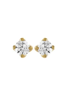 Puces diamants Brillaxis 4 griffes or 18 carats