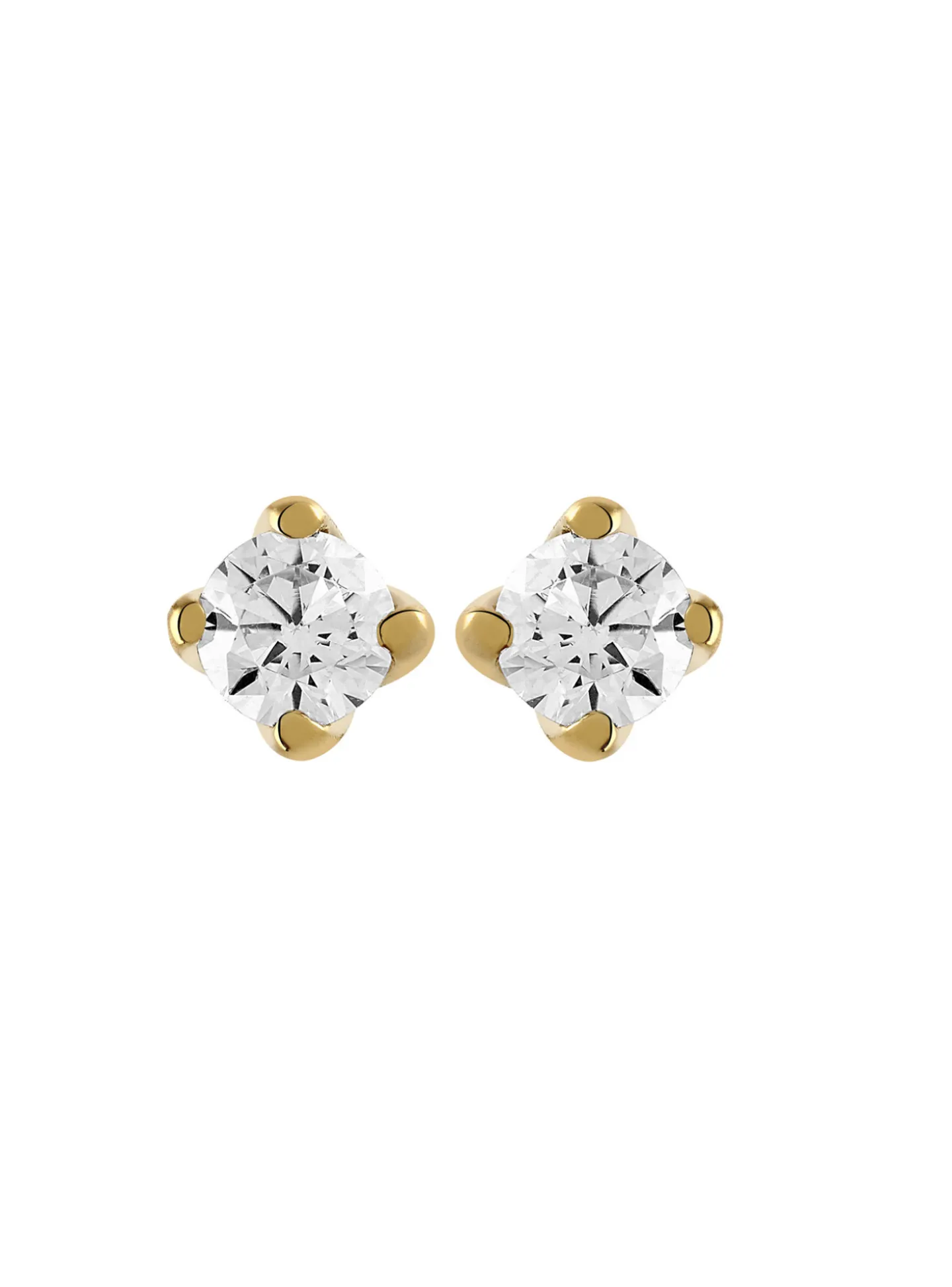 Puces diamants Brillaxis 4 griffes or 18 carats
