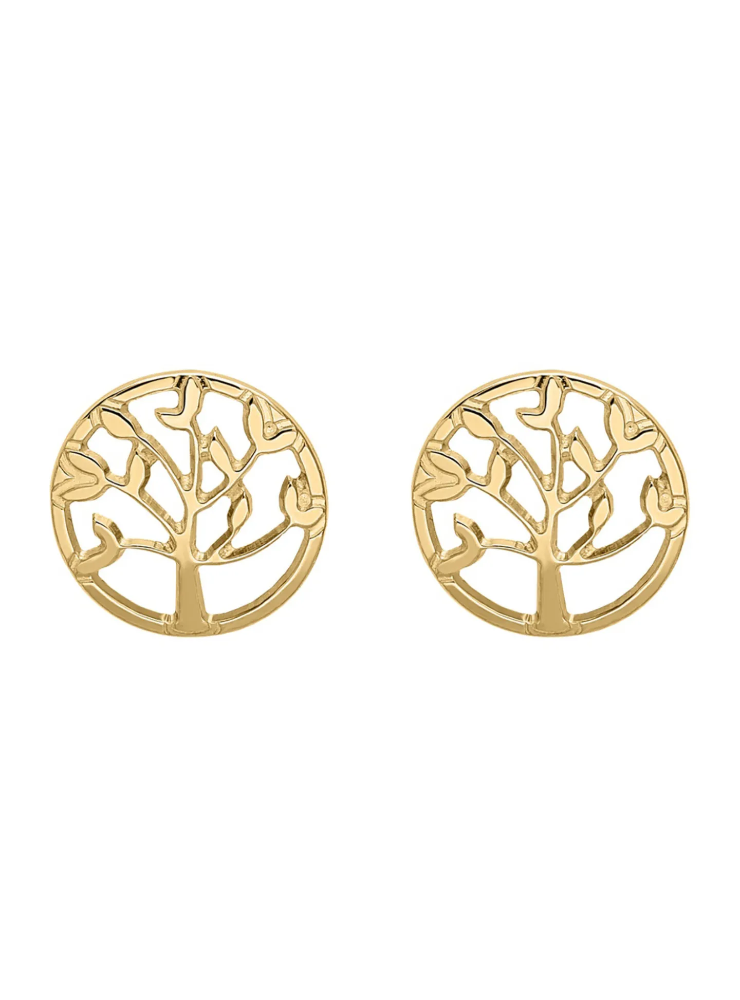Puces d'oreilles arbre de vie or jaune 9 carats