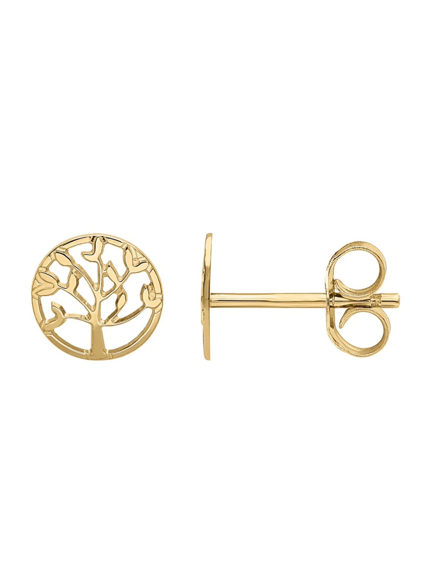 Puces d'oreilles arbre de vie or jaune 9 carats