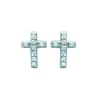 Puces d'oreilles Brillaxis croix empierrées_x005f_x000D_argent rhodié