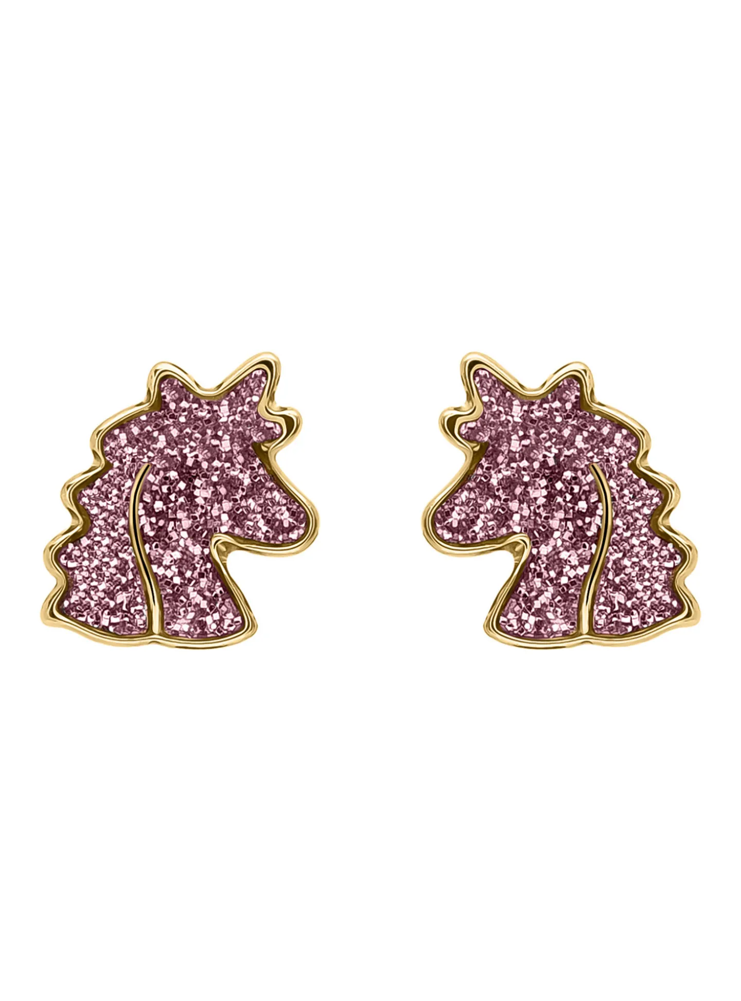 Puces d'oreilles Brillaxis tête de licorne rose_x005f_x000D_or jaune 9 carats