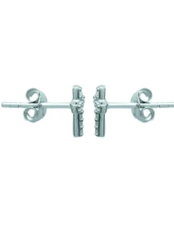 Puces d'oreilles Brillaxis croix empierrées_x005f_x000D_argent rhodié