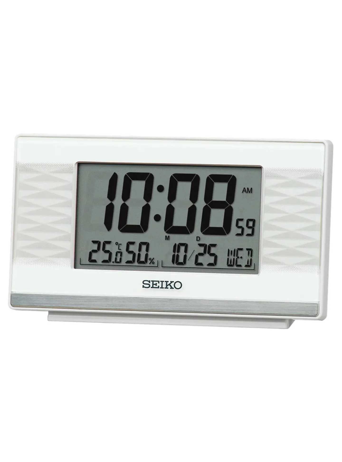 Réveil Seiko affichage digital plastique blanc perle