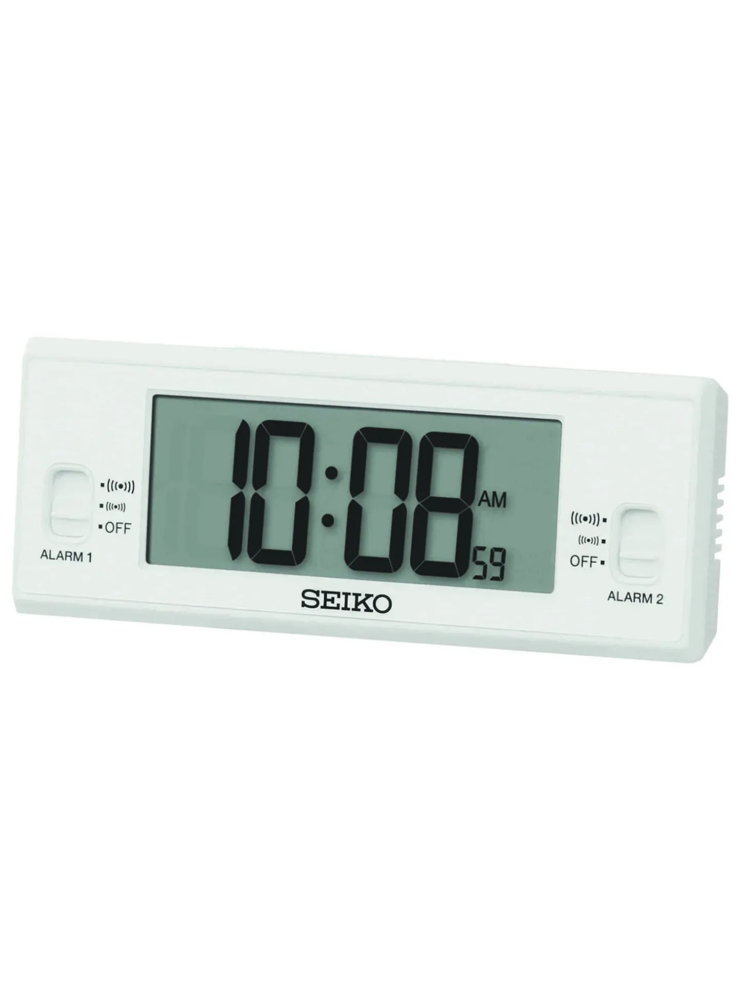 Réveil Seiko affichage digital double alarme blanc