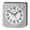 Réveil Seiko carré plastique argenté/noir