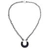 Sautoir Agatha Twiggy argenté_x005f_x000D_cuir bleu foncé
