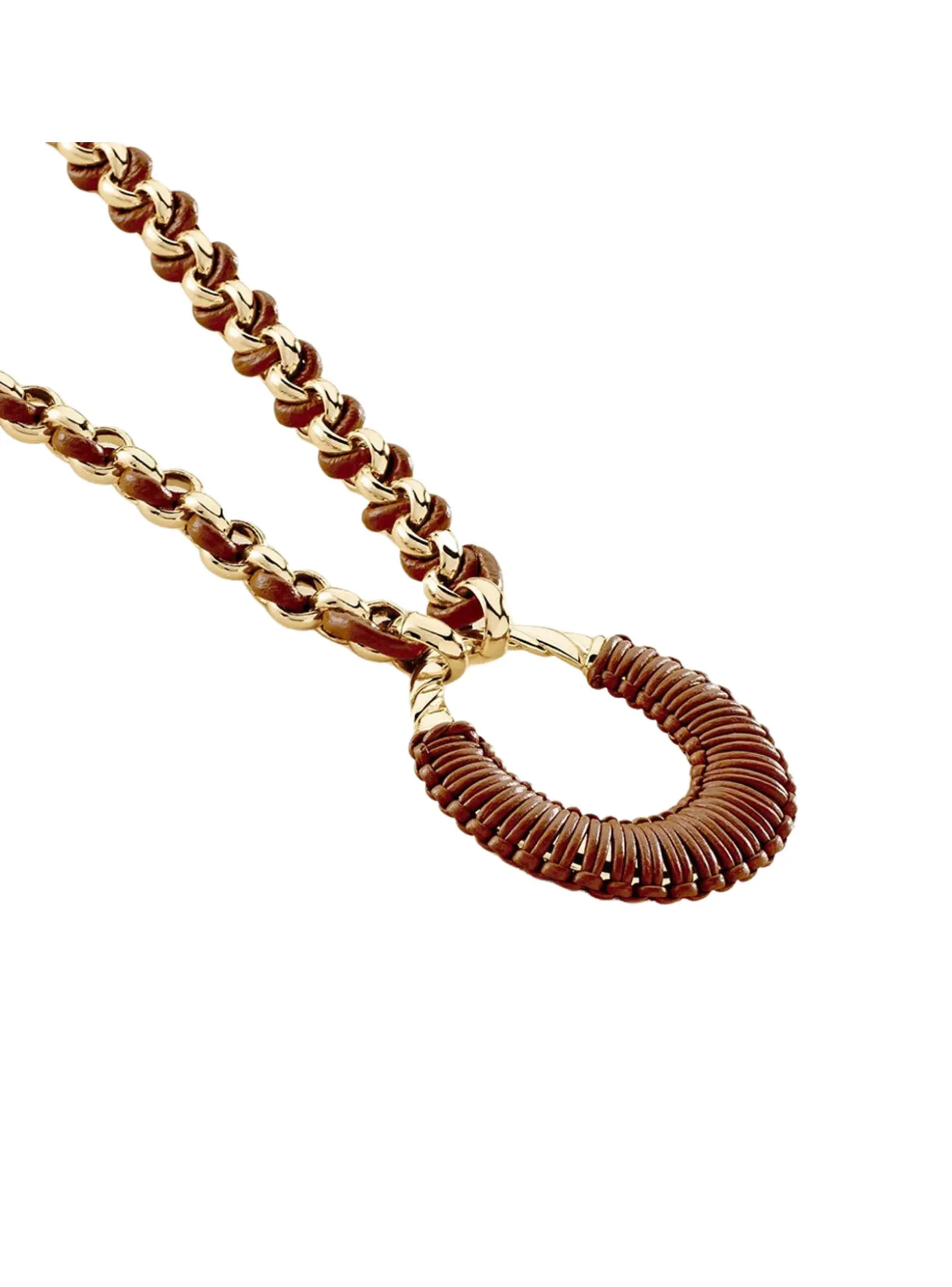 Sautoir Agatha Twiggy doré_x005f_x000D_cuir camel