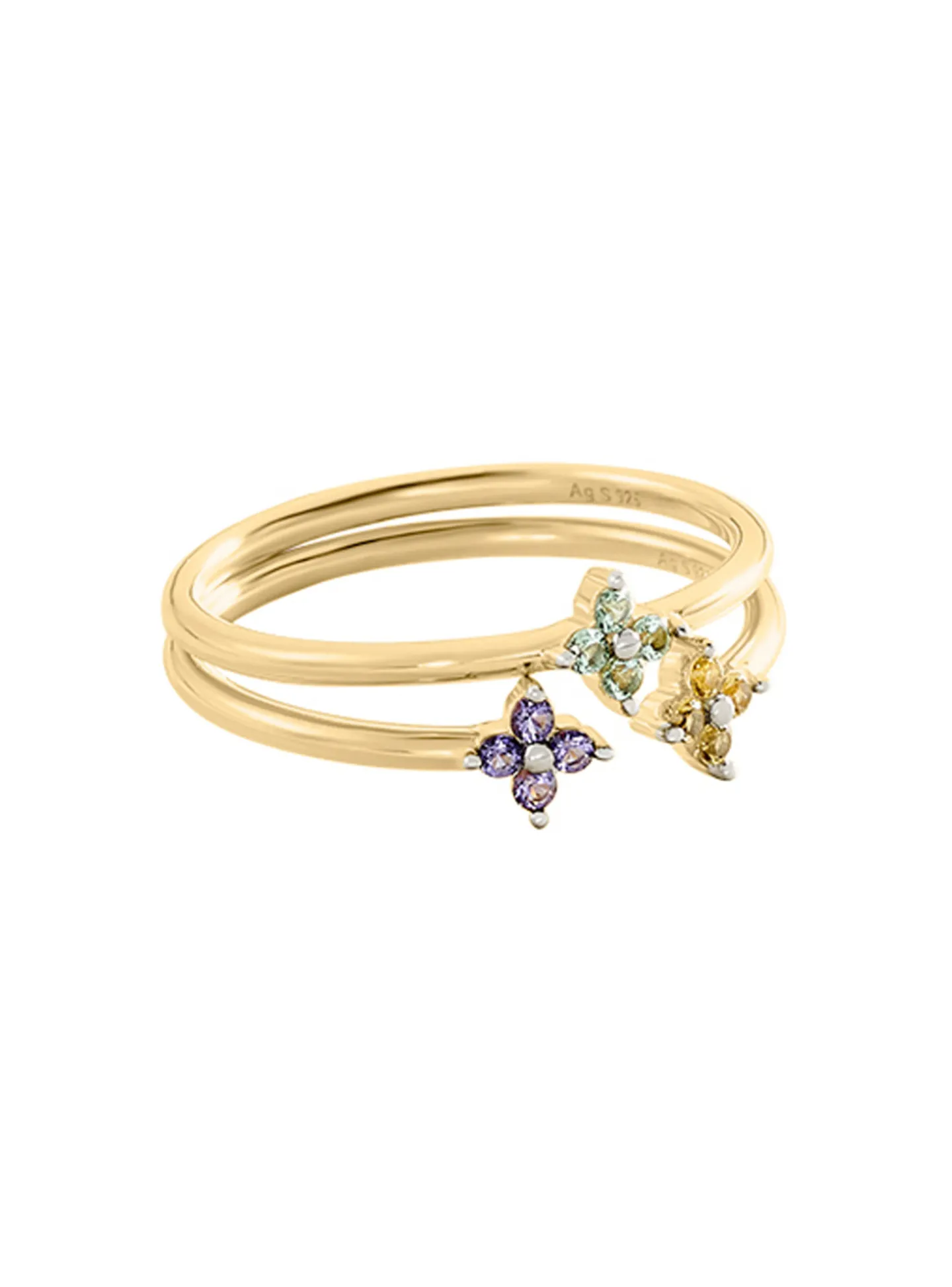 Set de 2 bagues Agatha Beloved argent doré oxydes