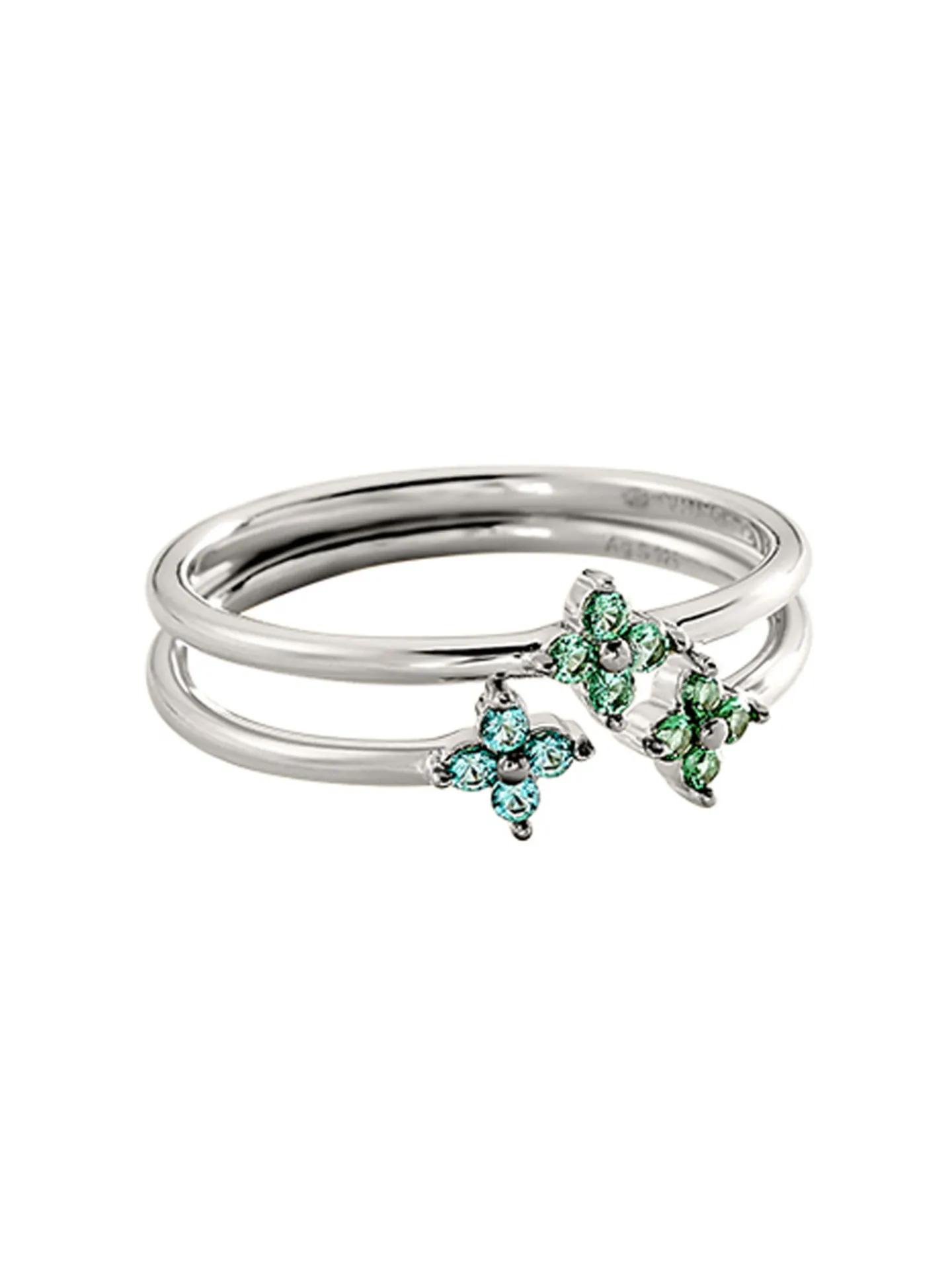 Set de 2 bagues Agatha Beloved argent oxydes