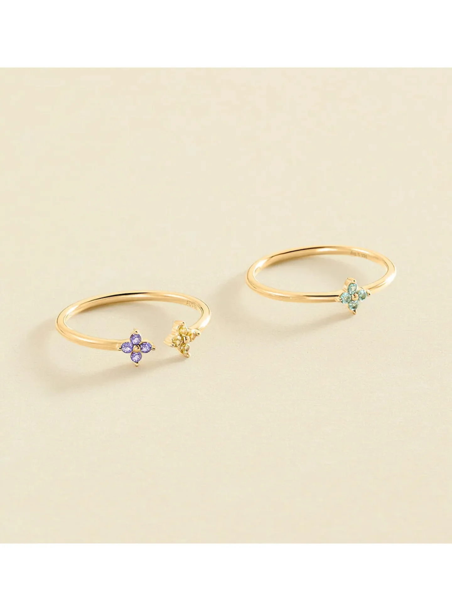 Set de 2 bagues Agatha Beloved argent doré oxydes