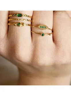 Set de bagues Zag Bijoux Posy oxydes verts malachite