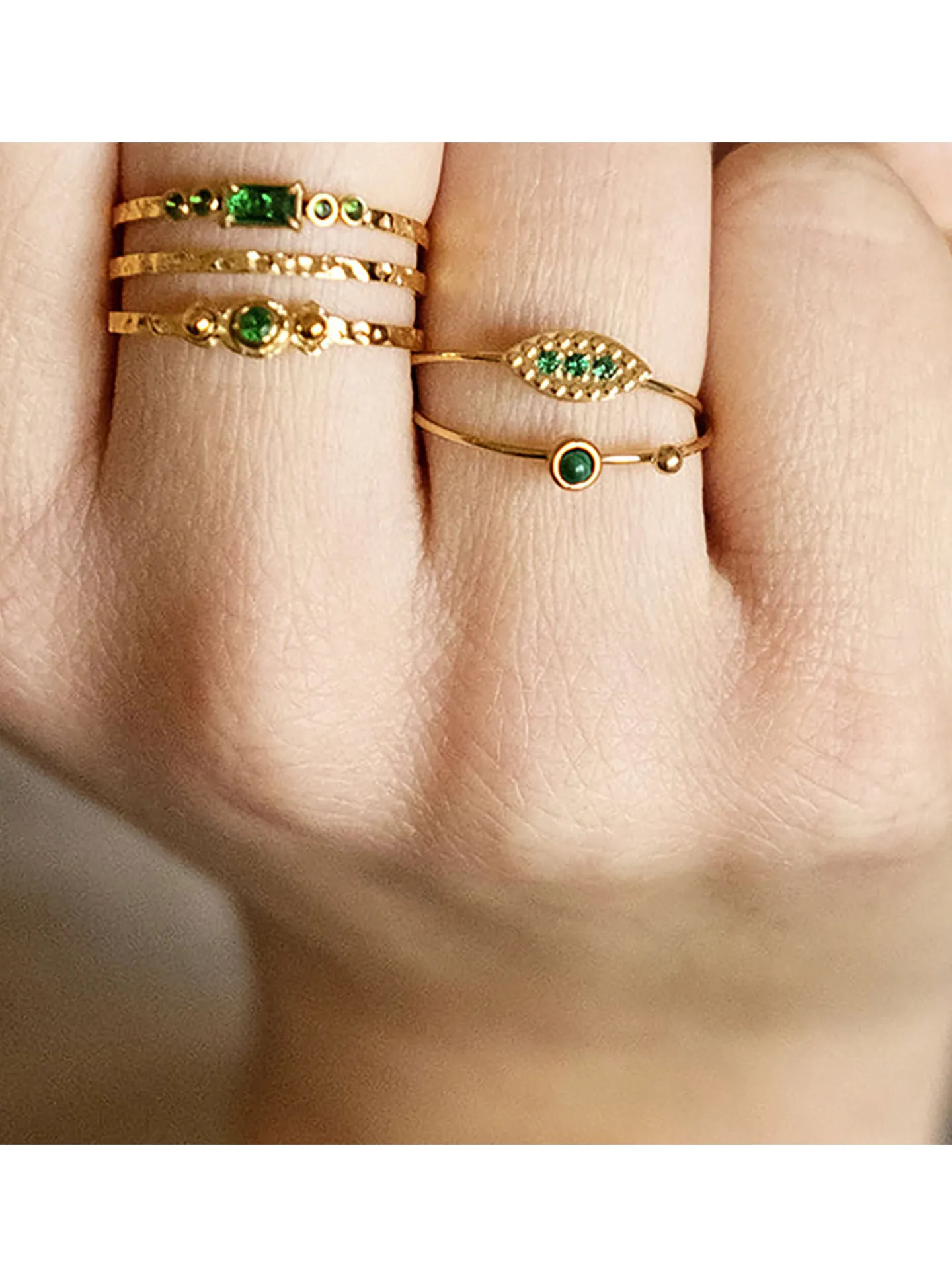 Set de bagues Zag Bijoux Posy oxydes verts malachite