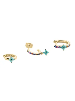 Set de trois piercings créoles Agatha argent oxydes_x005f_x000D_ligne Beloved