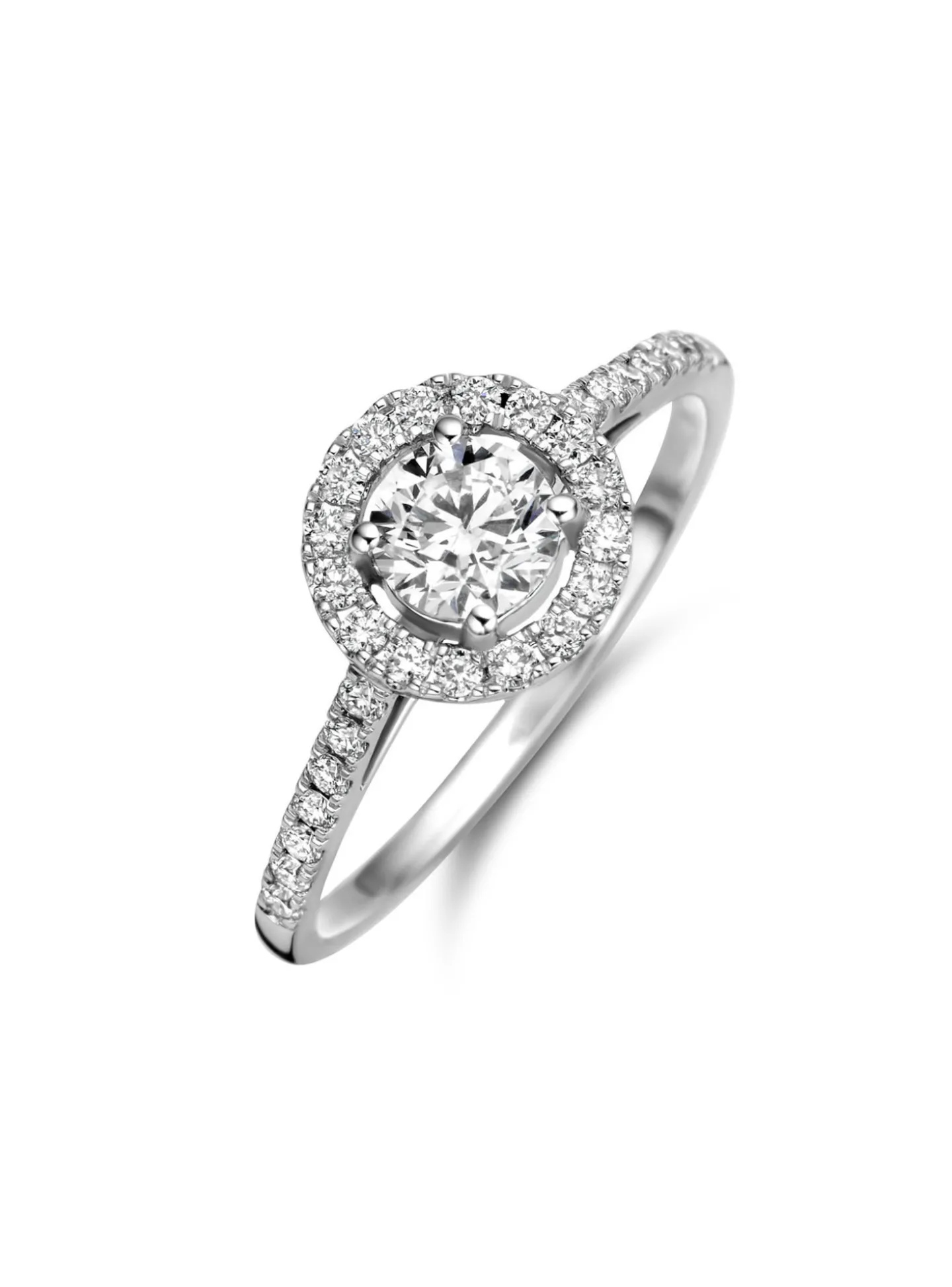 Solitaire accompagné brillaxis diamant or entourage