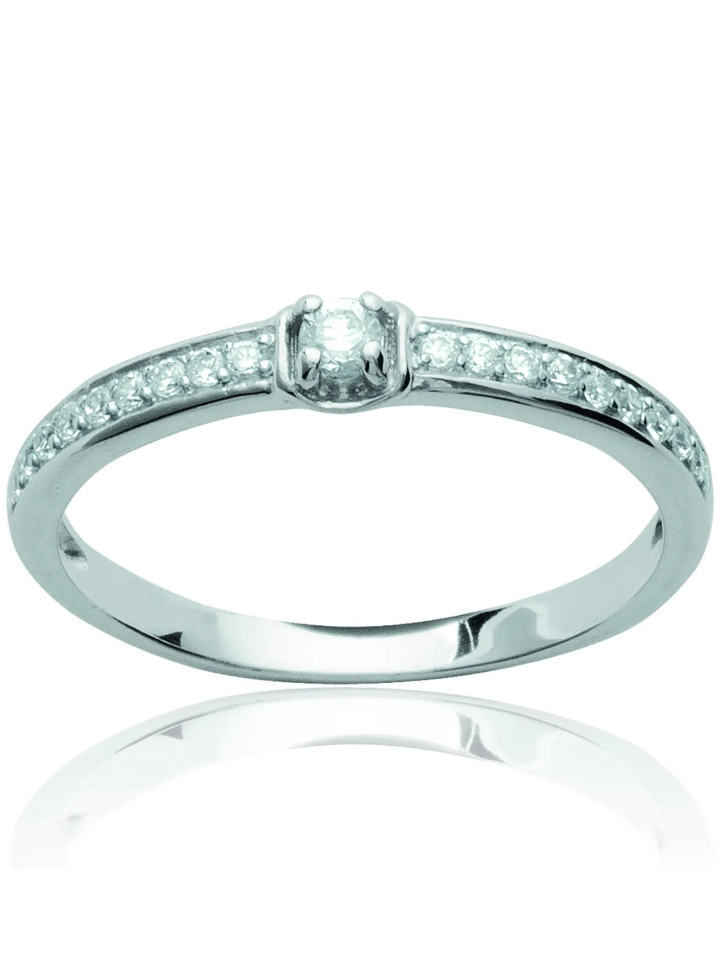 Solitaire accompagné Brillaxis en argent rhodié