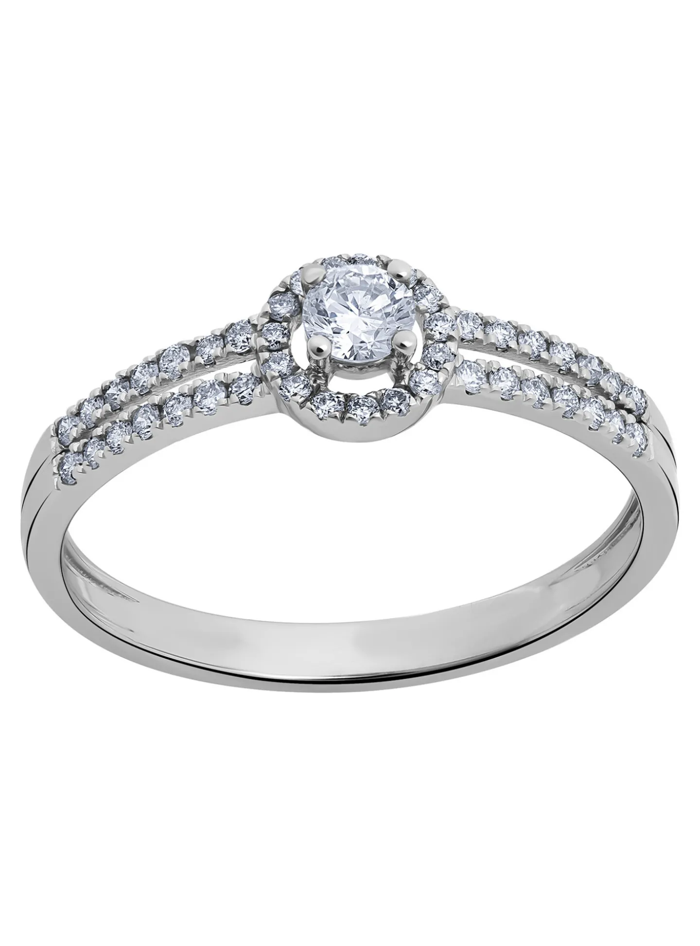 Solitaire accompagné deux rangs or diamants