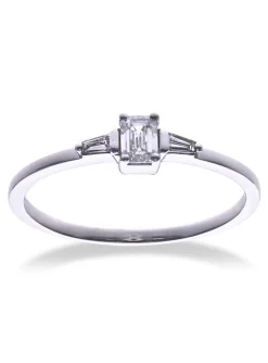 Solitaire accompagné or 18 carats diamants