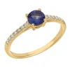 Solitaire accompagné or 18 carats tanzanite diamants