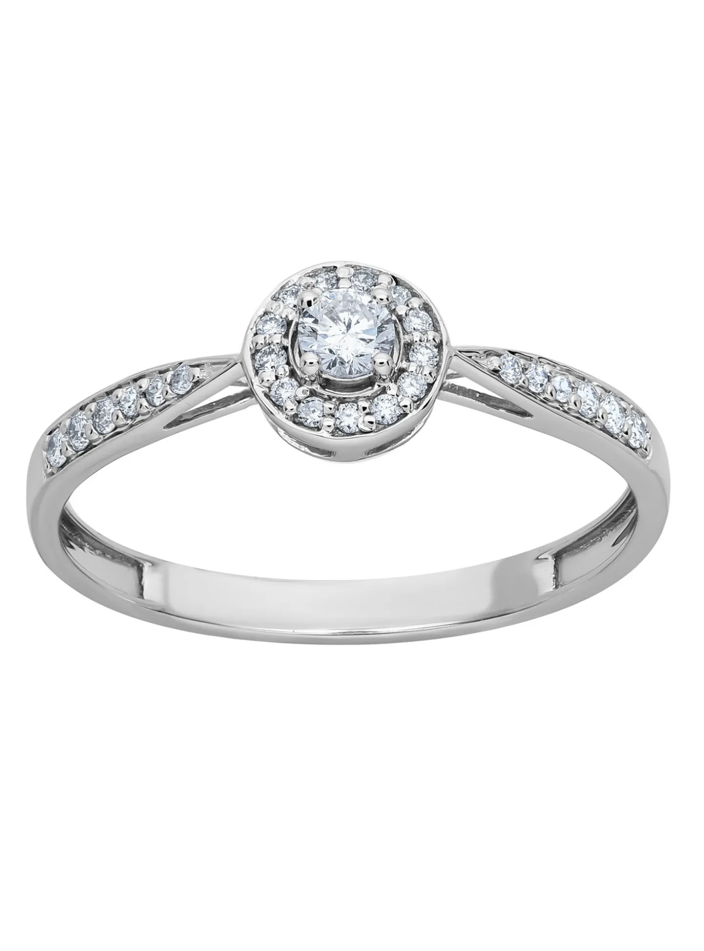 Solitaire accompagné or blanc 18 carats diamants