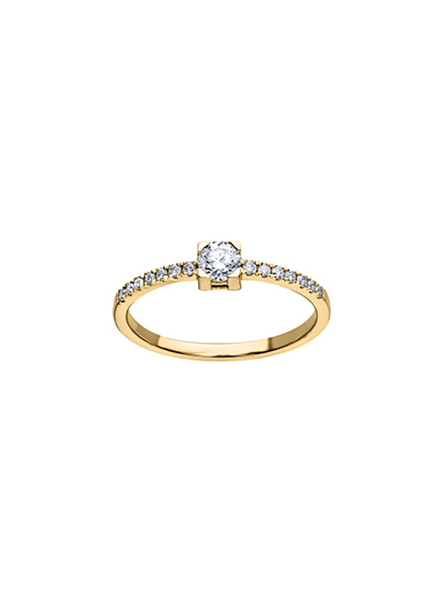 Solitaire accompagné or jaune 18 carats