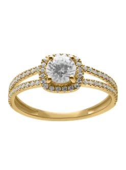 Solitaire accompagné or jaune 9 carats oxydes