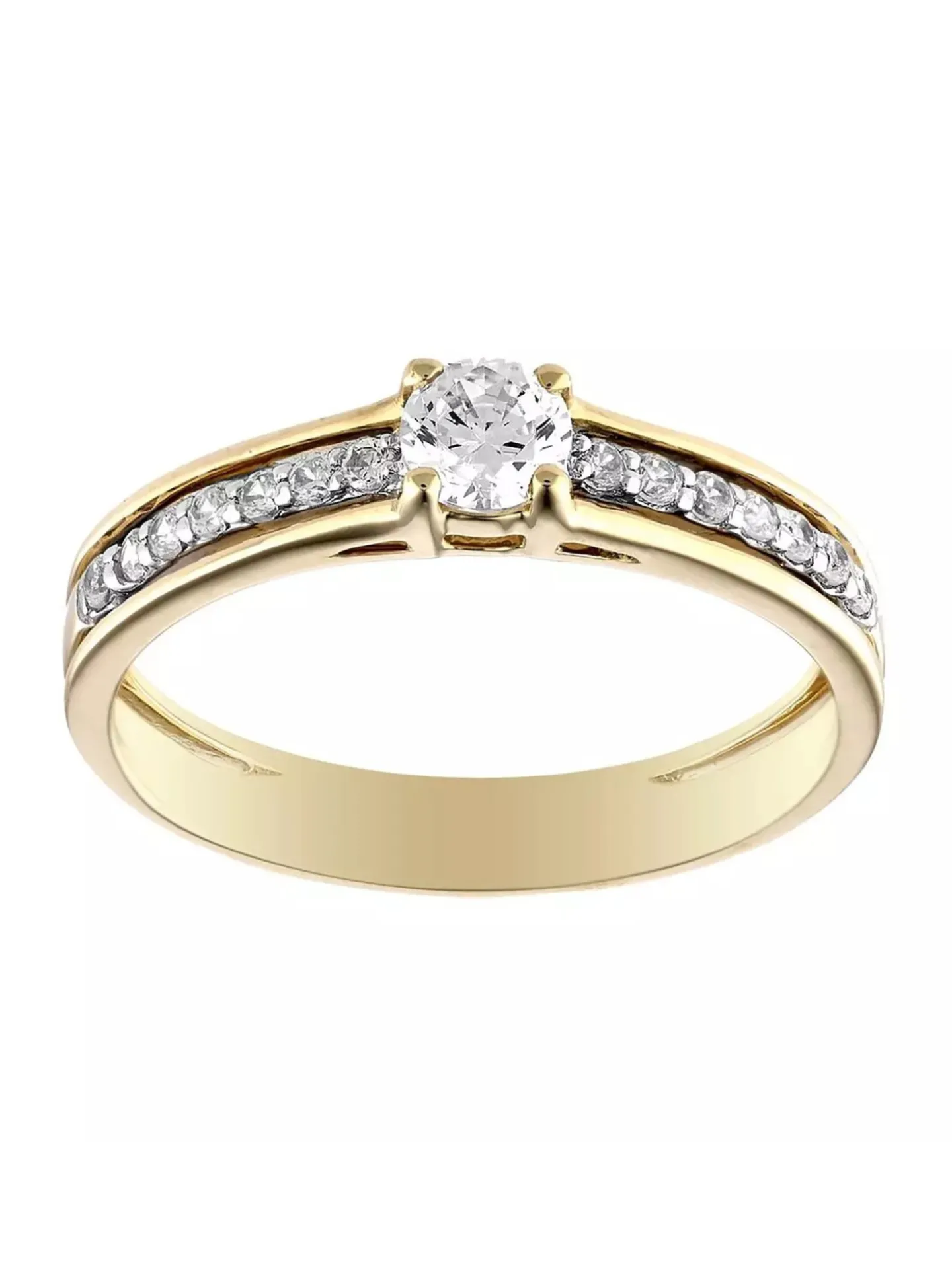 Solitaire accompagné or jaune 9 carats oxydes