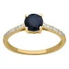 Solitaire accompagné or 18K saphir diamants