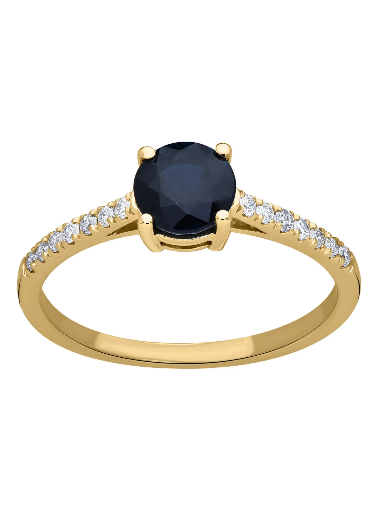 Solitaire accompagné or 18K saphir diamants