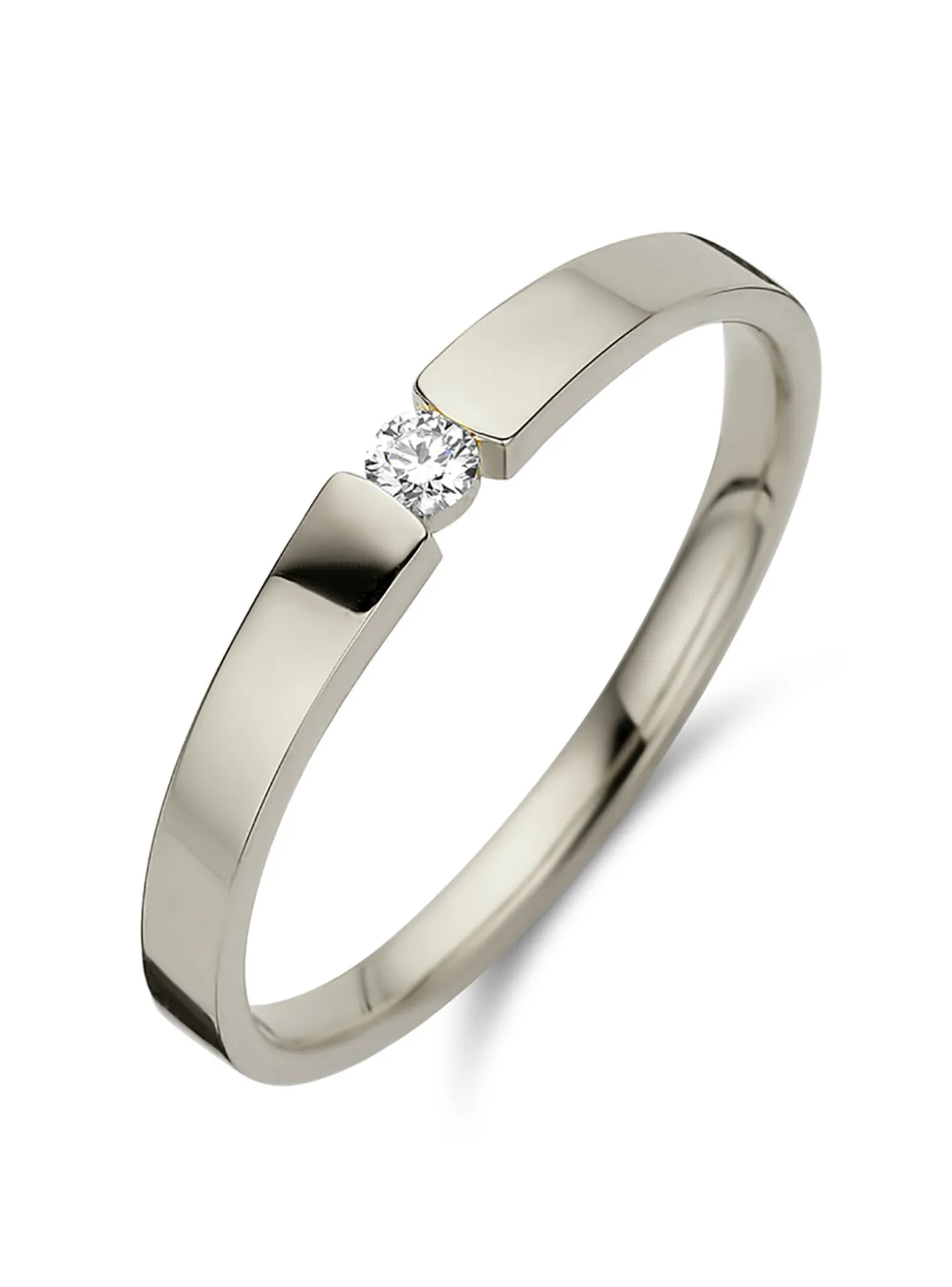 Solitaire Brillaxis diamant or blanc 18 carats 0.130