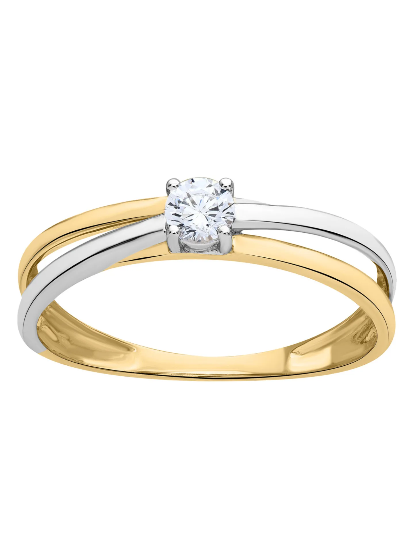 Solitaire Brillaxis or bicolore 9 carats oxyde
