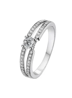 Solitaire Brillaxis or diamant griffes corps serti