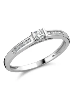 Solitaire diamant accompagné serti cuvette