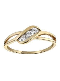 Trilogie diamant Brillaxis or bicolore 18 carats